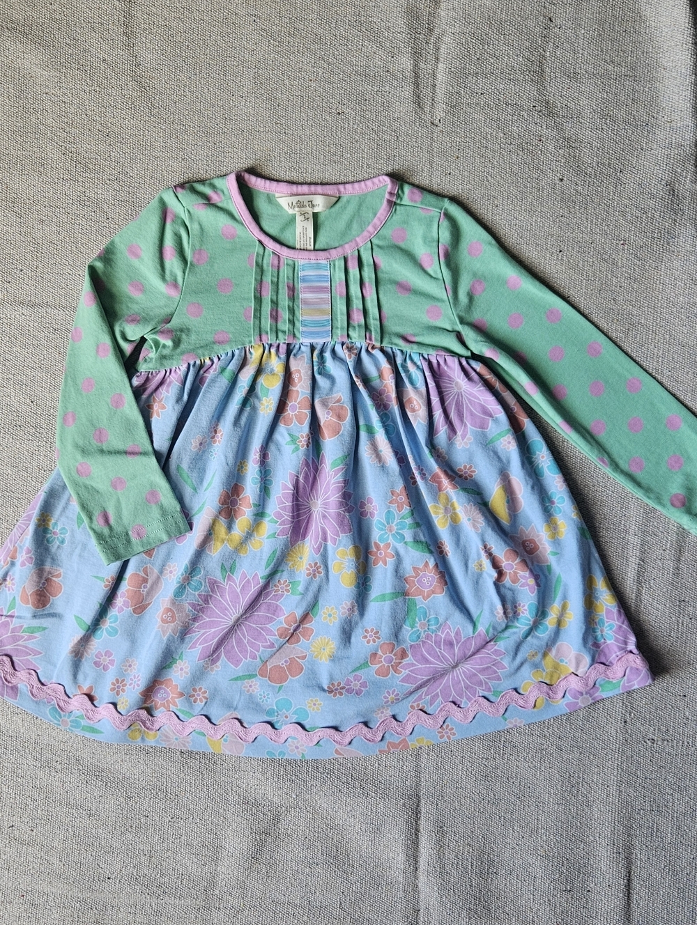 Matilda Jane Mint Green & Lavender Polka Dot Floral Dress